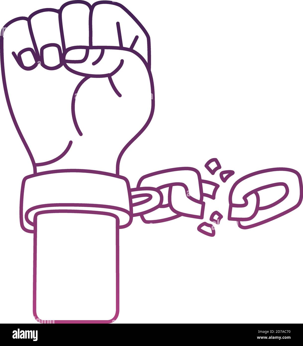 hand slave with chain broken line style icon vector illustration design