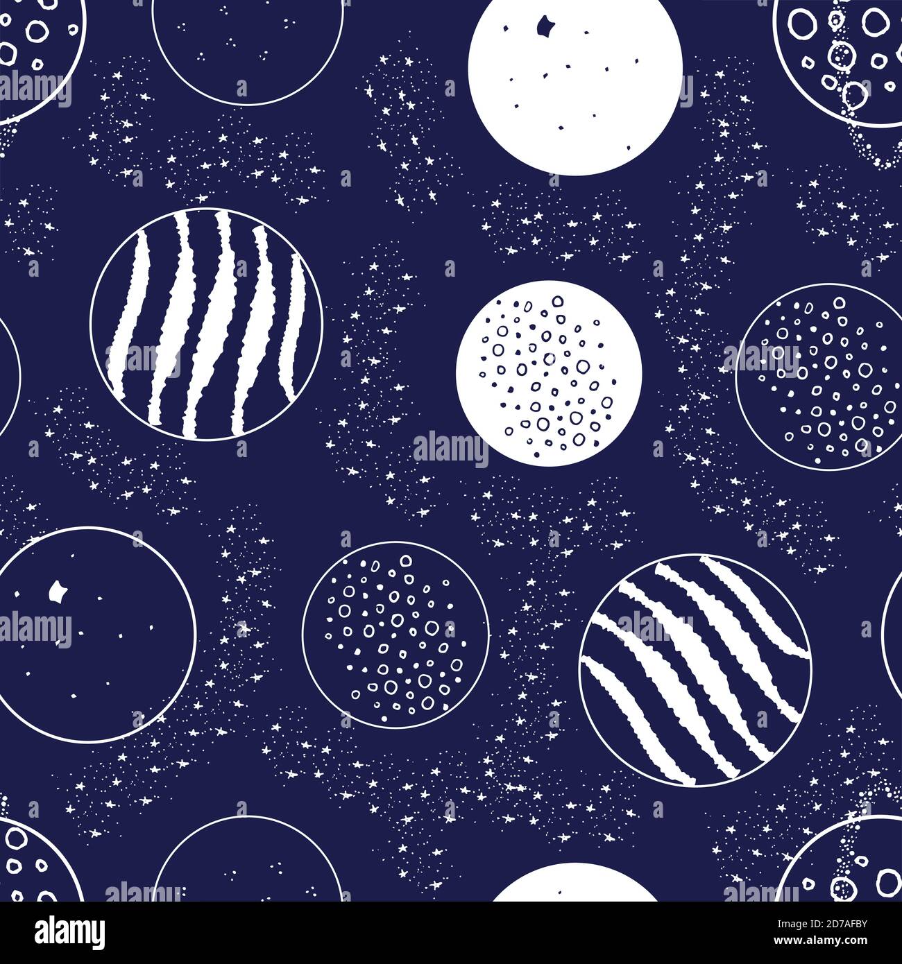 Different planets, stars and star dust seamless pattern Stock Vector ...