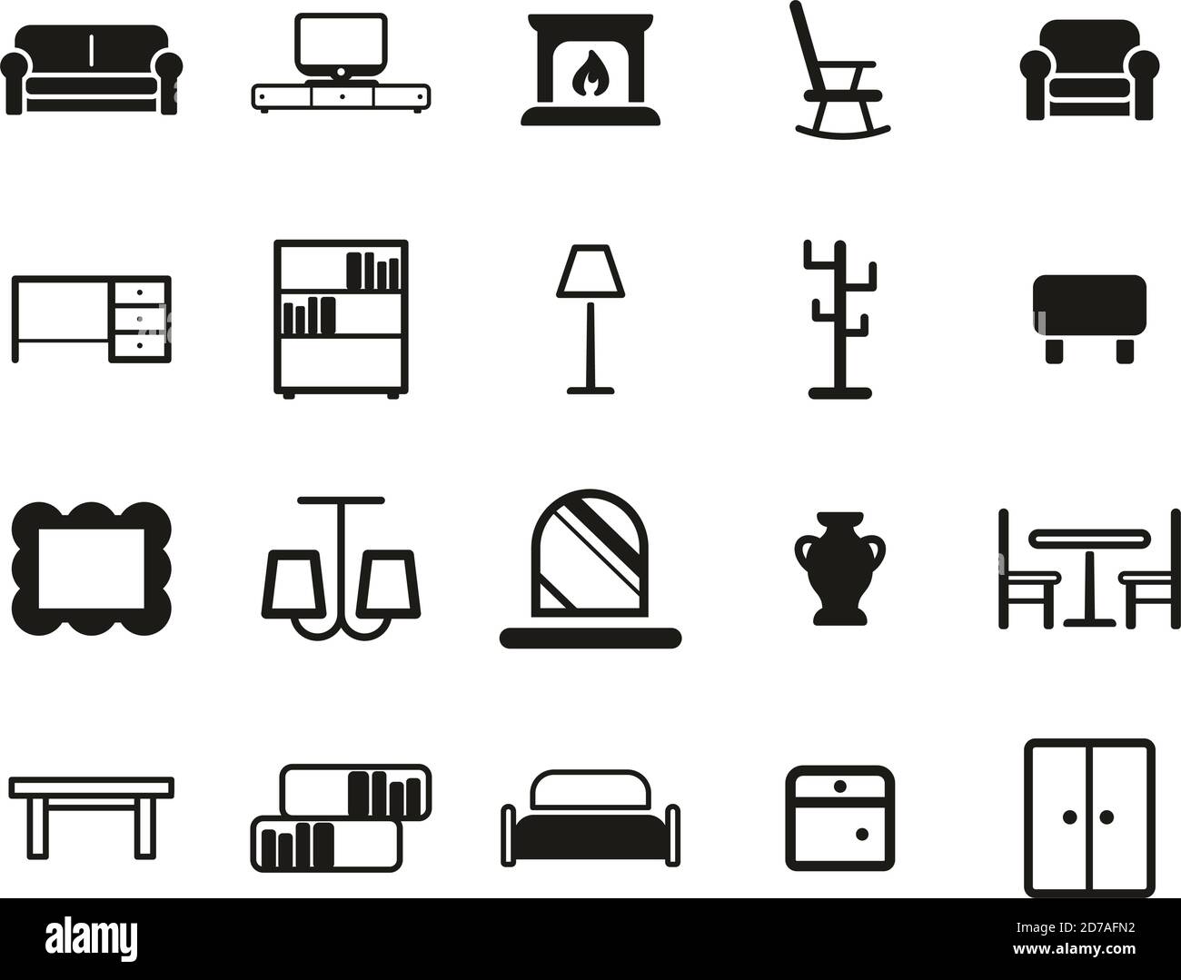 Furniture Icons Black & White Set Big Stock Vector Image & Art Alamy