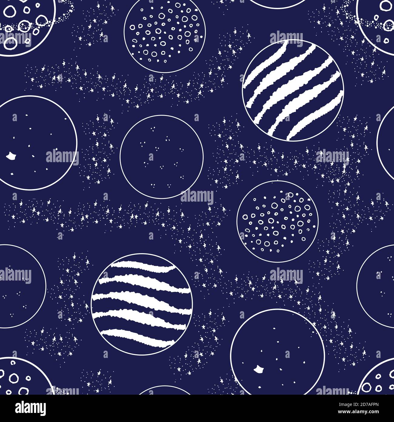 Different planets, stars and star dust seamless pattern Stock Vector ...
