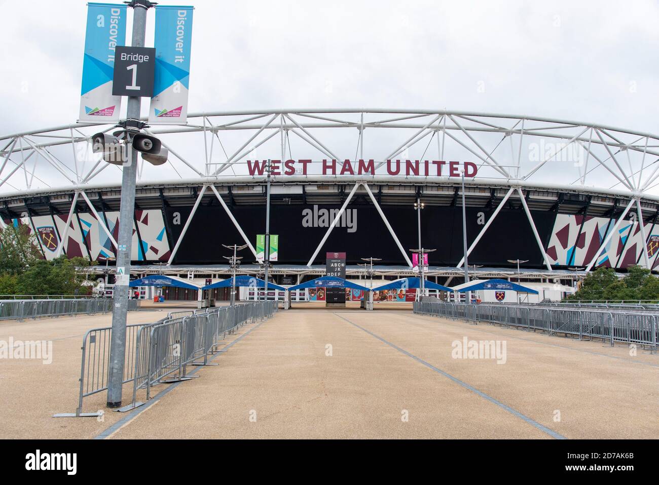 London, UK. 17th Oct, 2020. The walkway into the London Stadium, the home of West Ham United Football Club. Credit: Dave Rushen/SOPA Images/ZUMA Wire/Alamy Live News Stock Photo