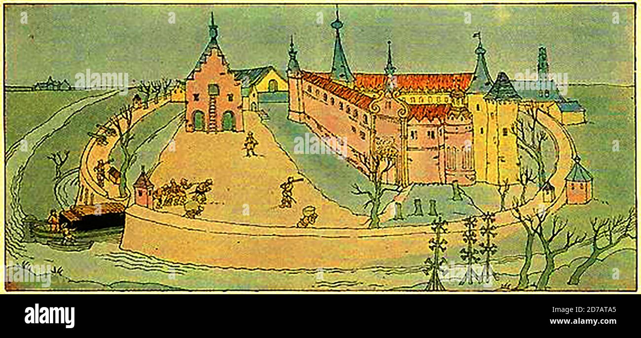 1926 coloured Dutch illustration from an even older painting showing