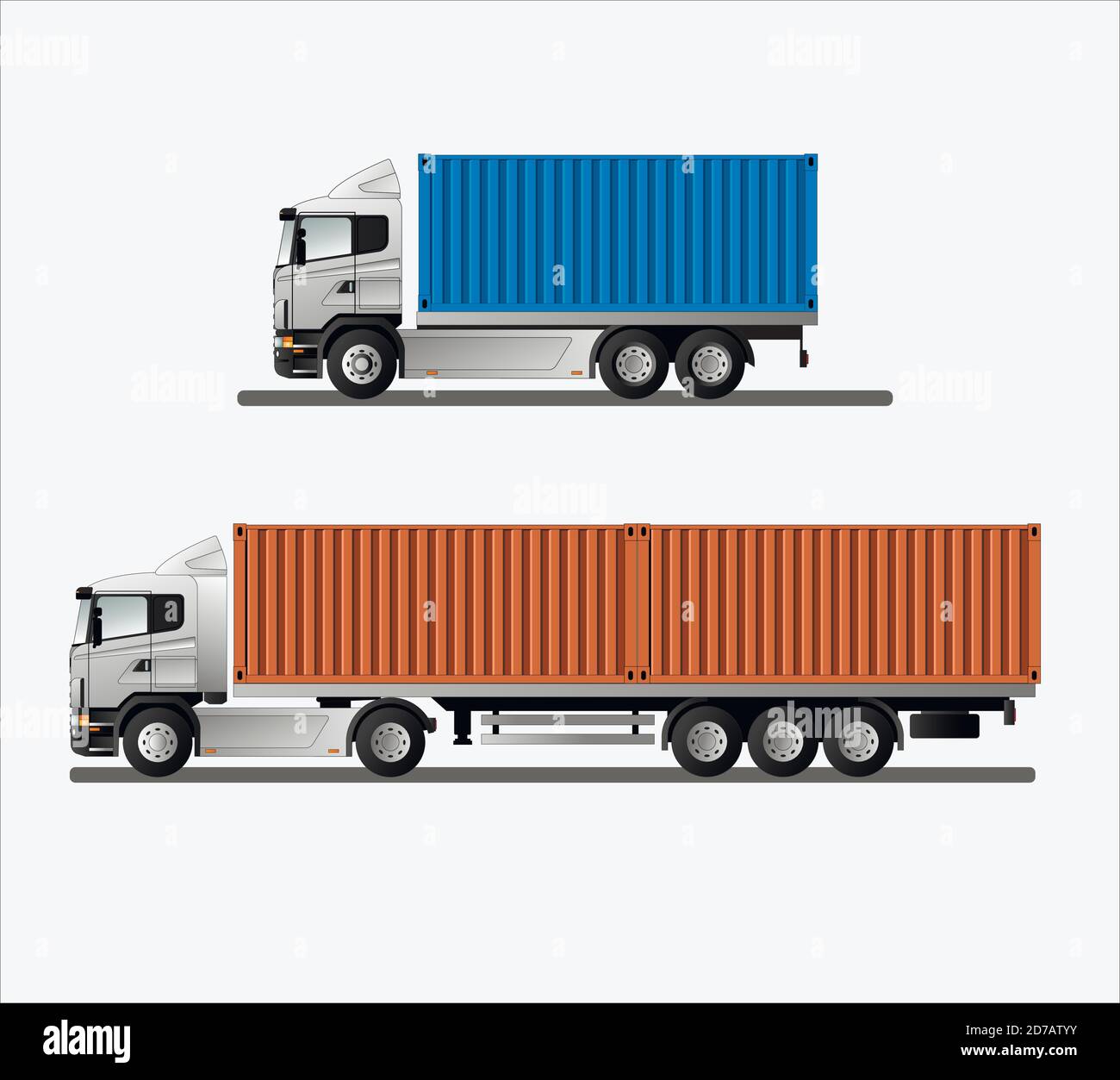 Truck options for shipping containers. Trucks for the delivery of goods. Vector Stock Vector