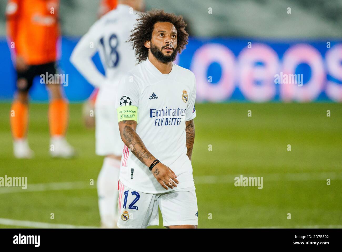Madrid, Spain. 21st Oct, 2020. Marcelo of Real Madrid during the UEFA Champions League match between Real Madrid and FC Shakhtar Donetsk at at Estadio Alfredo Di Stefano on October 21, 2020 in Madrid, Spain. Credit: Dax Images/Alamy Live News Stock Photo