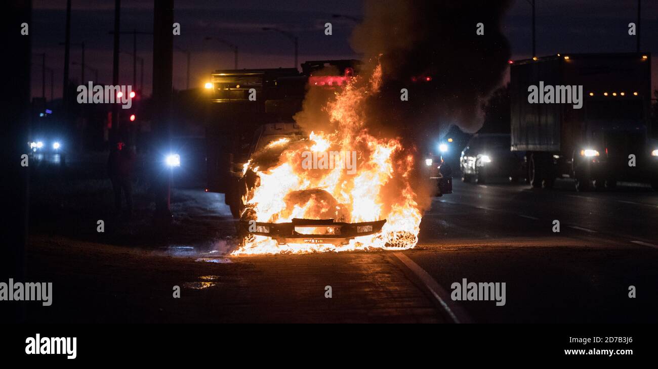 Car caught on fire Stock Photo Alamy