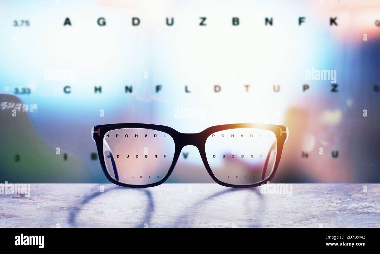 Glasses that correct eyesight from blurred to sharp Stock Photo Alamy