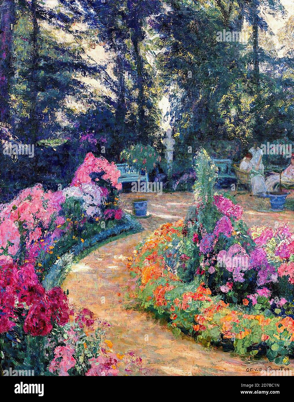 Emile Octave Guillonnet Conversation Dans Un Jardin Fleuri Stock Photo Alamy