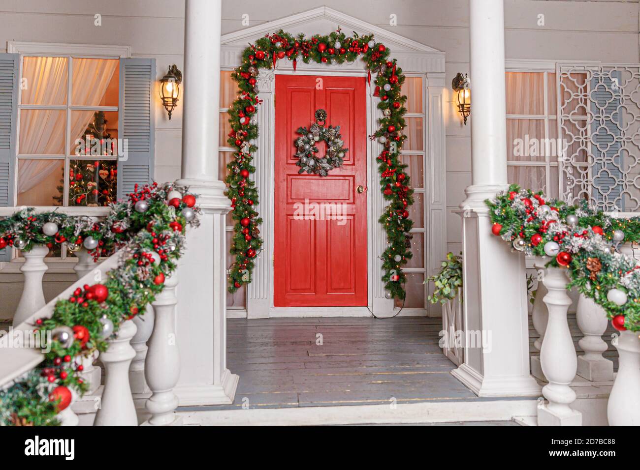 Christmas porch railing decorations outlet