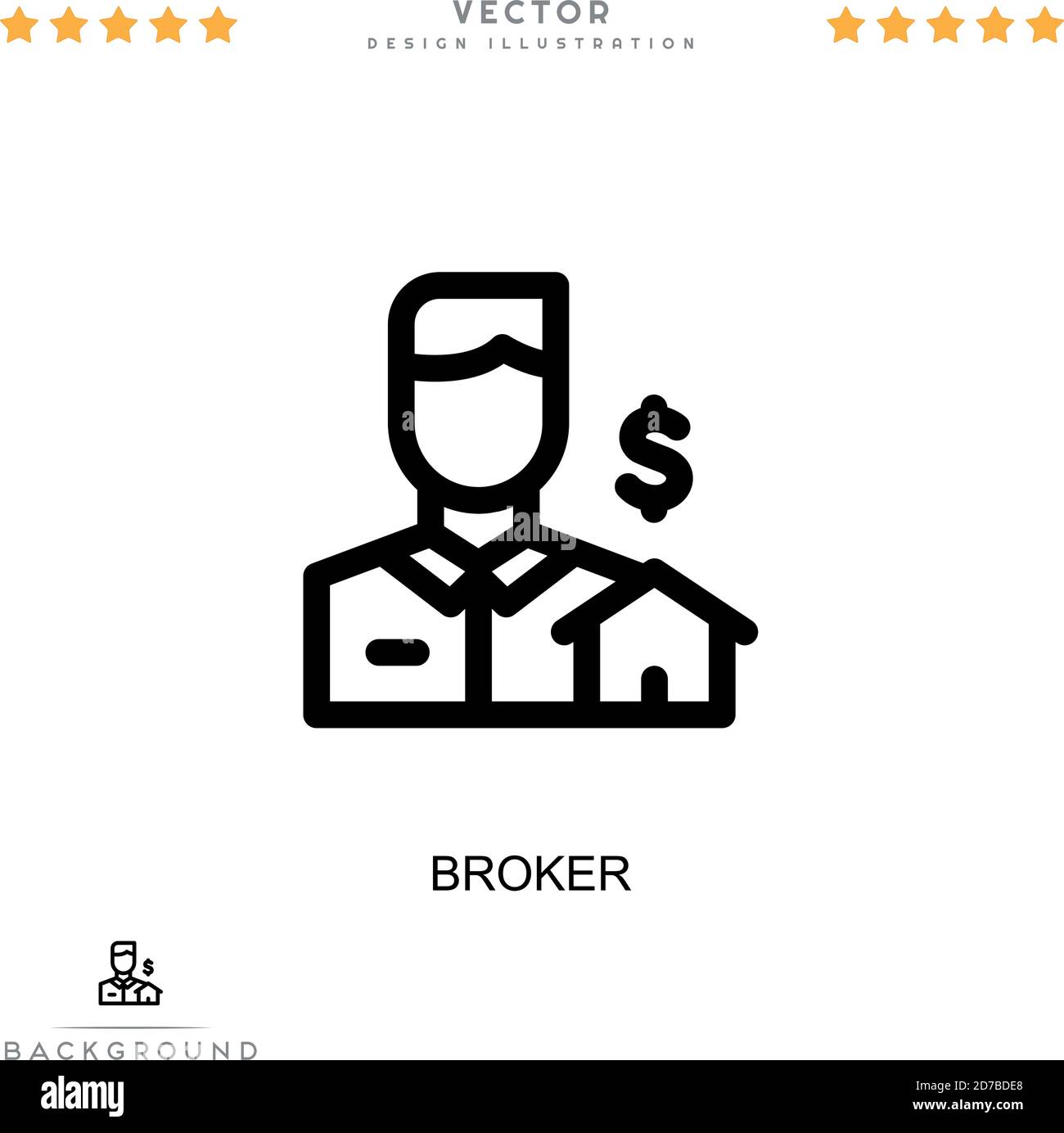 Broker icon. Simple element from digital disruption collection. Line Broker icon for templates, infographics and more Stock Vector