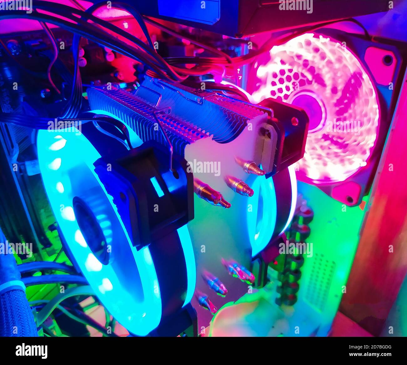 Modern computer air cooling with multi-colored led backlight-fans ...