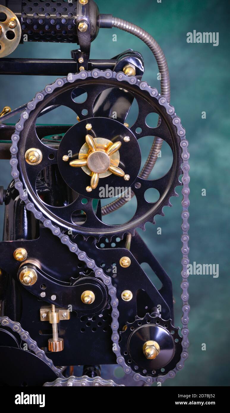 Chain drive black chain on black gears Stock Photo Alamy