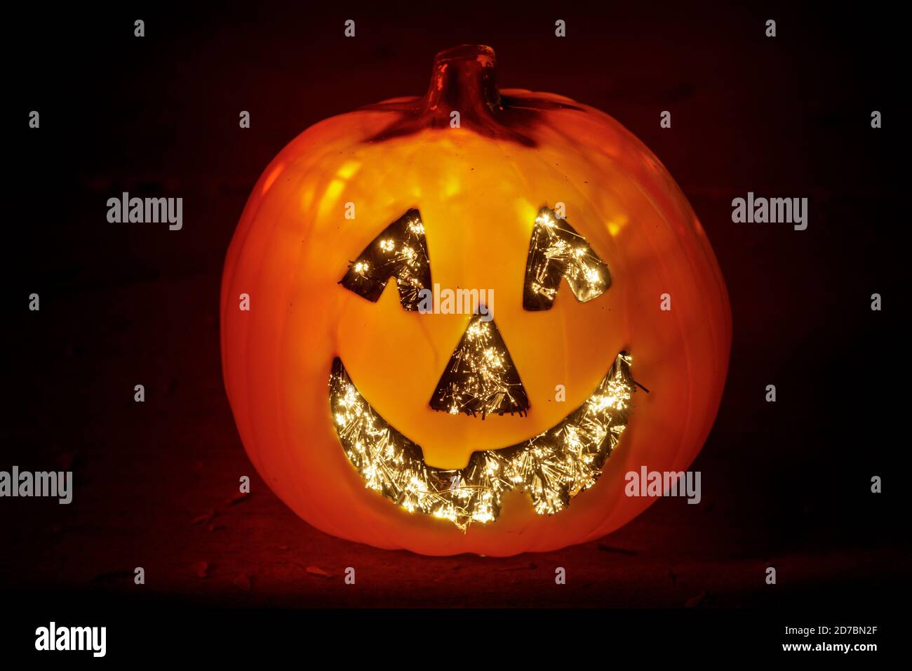LightUp Jack O Lantern Glowing at Night Stock Photo Alamy