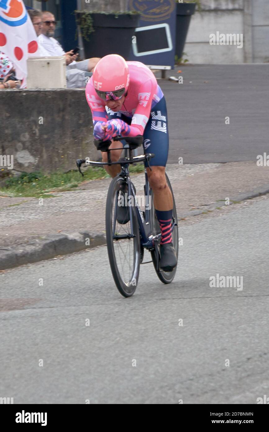 Saint Germain - Bourgogne Franche Comte - France - September 19, 2020 : Rigoberto Uran - Team EF Pro Cycling places 8th overall after the last stage d Stock Photo