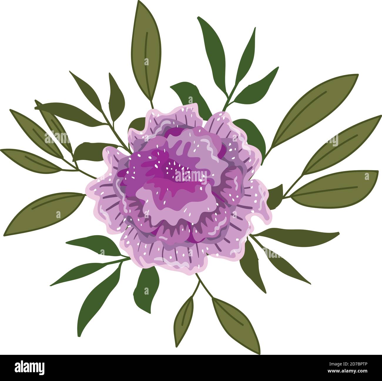 flower leaves branches foliage isolated design vector illustration