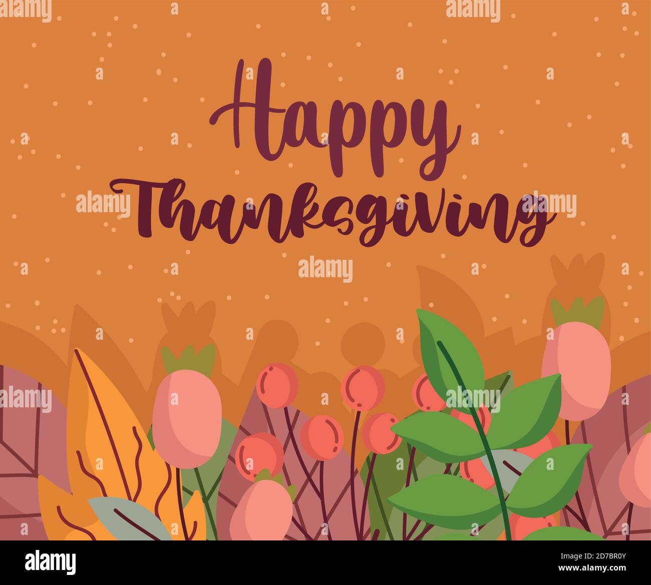 happy thanksgiving invitation card foliage flower leaves and seeds ...
