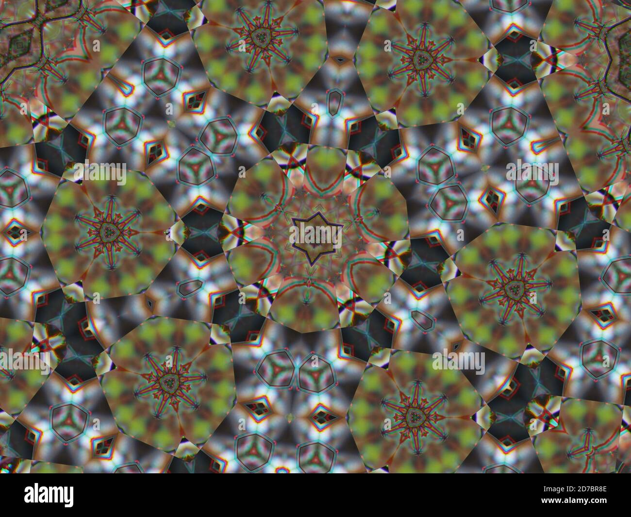 Kaleidoscope pattern of hexagon blurred shapes in green and gray Stock ...