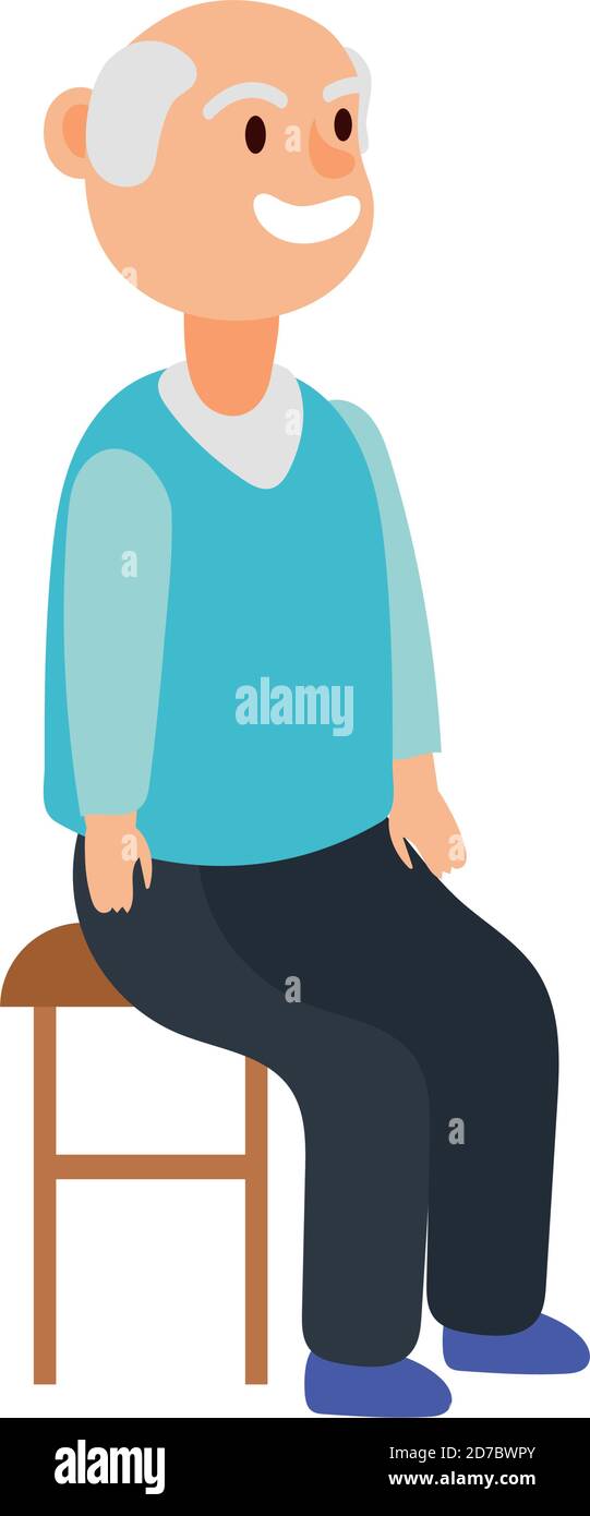 old man seated in chair avatar character vector illustration design ...