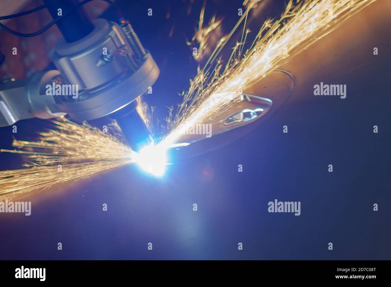 cnc plasma cutting machine cuts metal Stock Photo Alamy