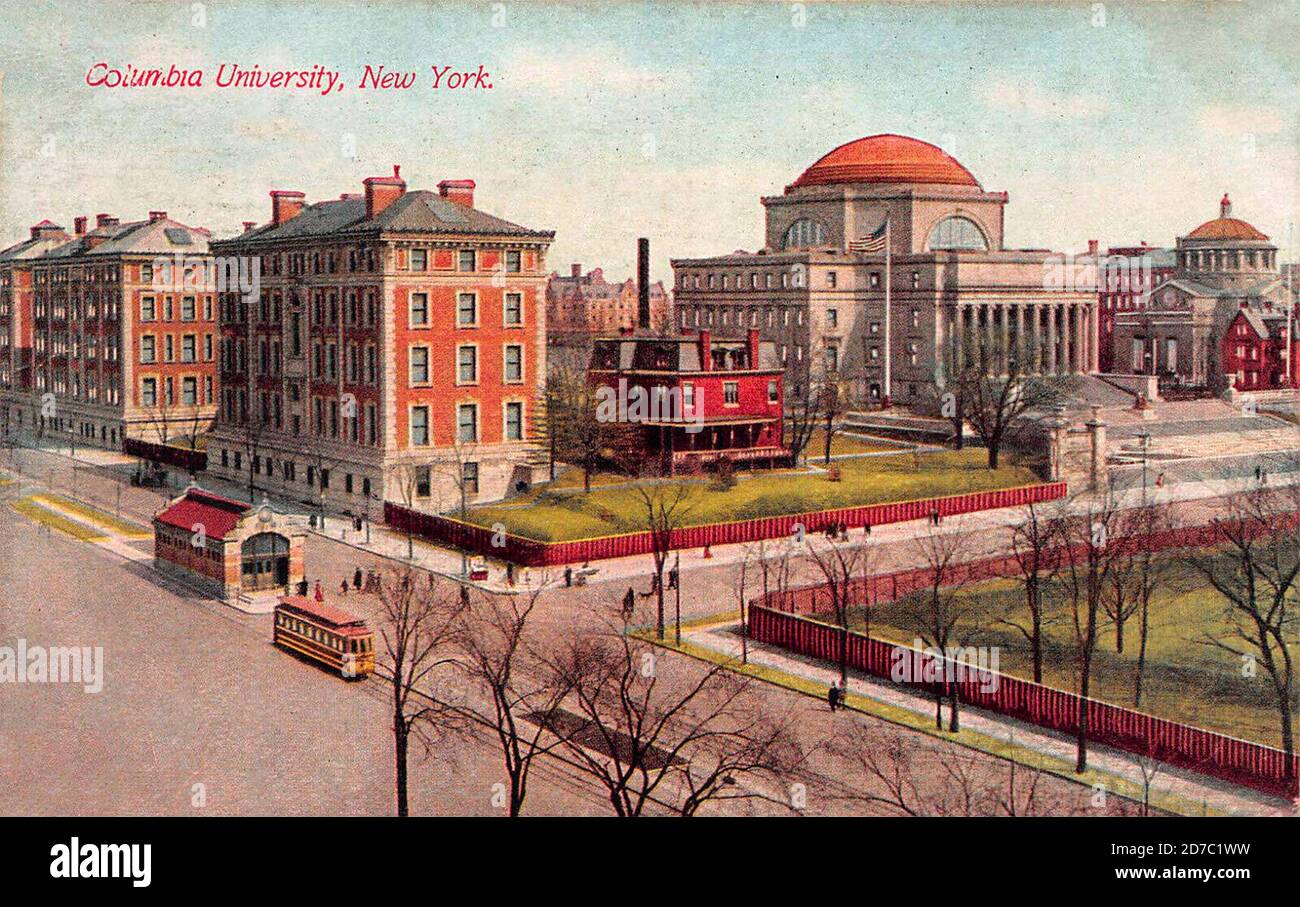 Postcard of Columbia University, New York City, circa 1920 Stock Photo