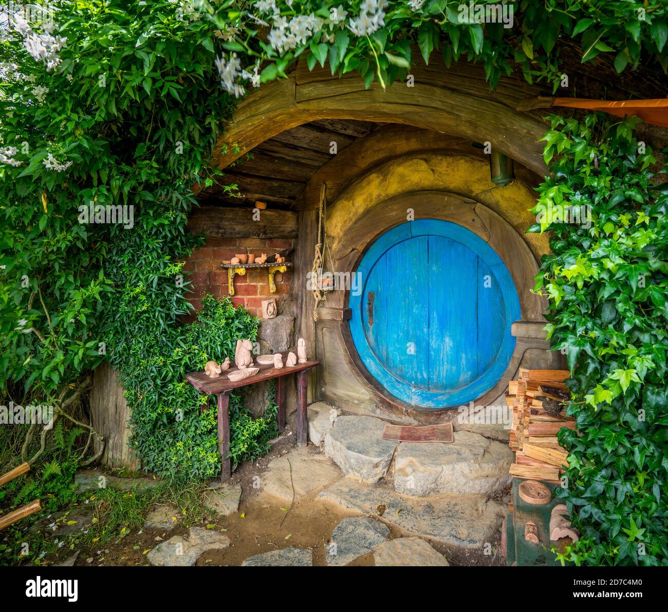 Matamata, New Zealand - Dec 11, 2016: Hobbiton movie set created for filming The Lord of the Rings and The Hobbit movies in North Island of New Stock Photo