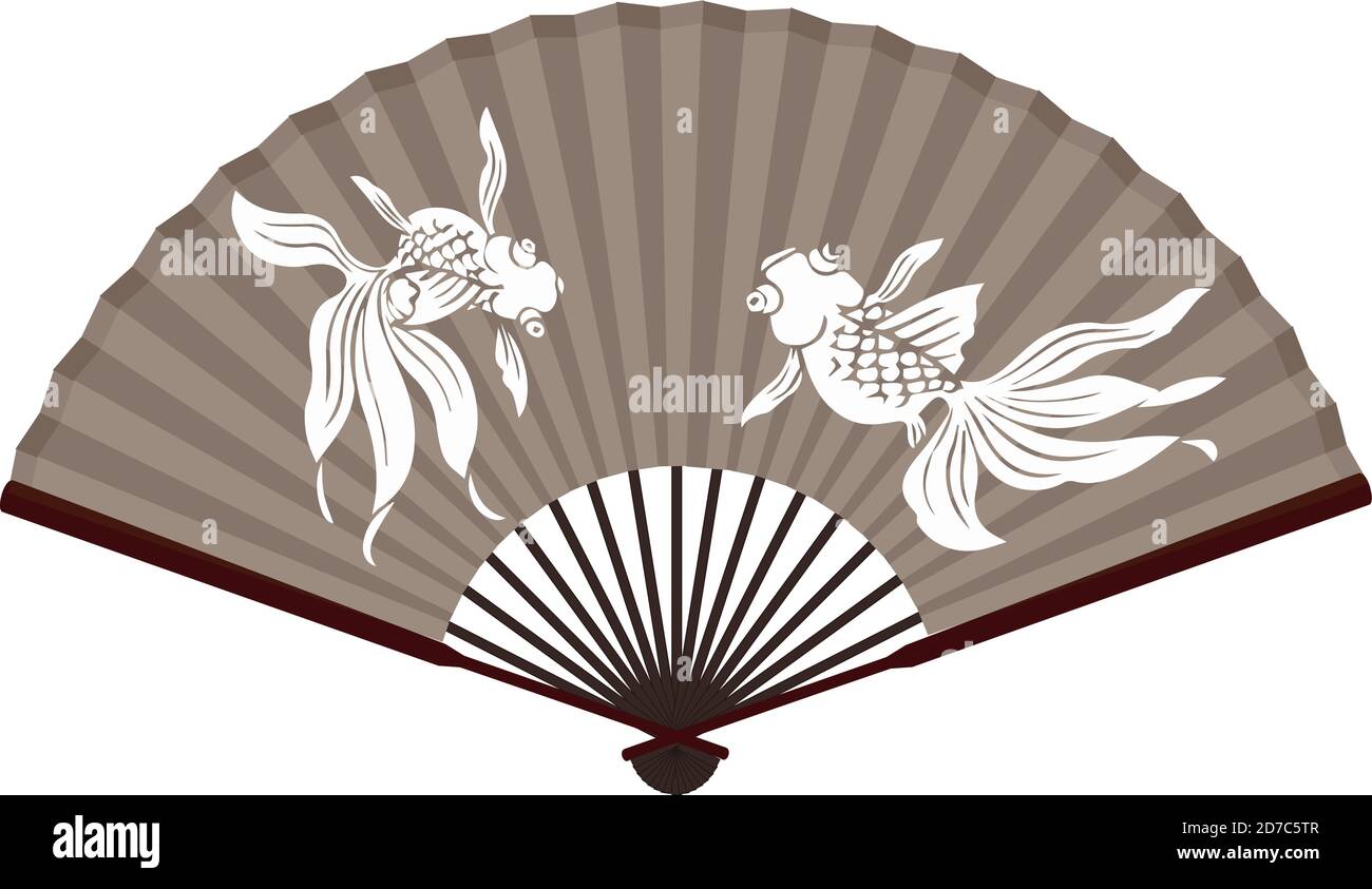 Ancient Traditional Chinese fan with Fish Stock Vector Image & Art - Alamy