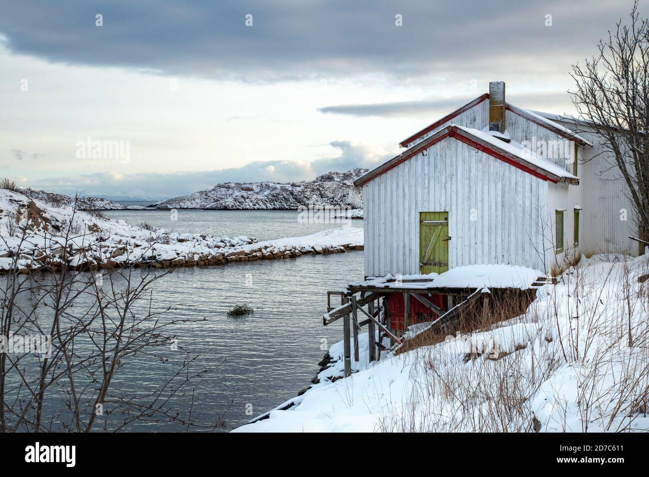 coastal home near Fishing village in the Lofoten Islands, Norway Stock ...