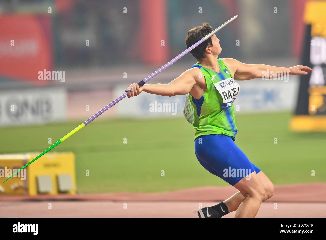 Martina Ratej (Slovenia). Javelin Throw final. IAAF World Athletics Championships, Doha 2019 Stock Photo