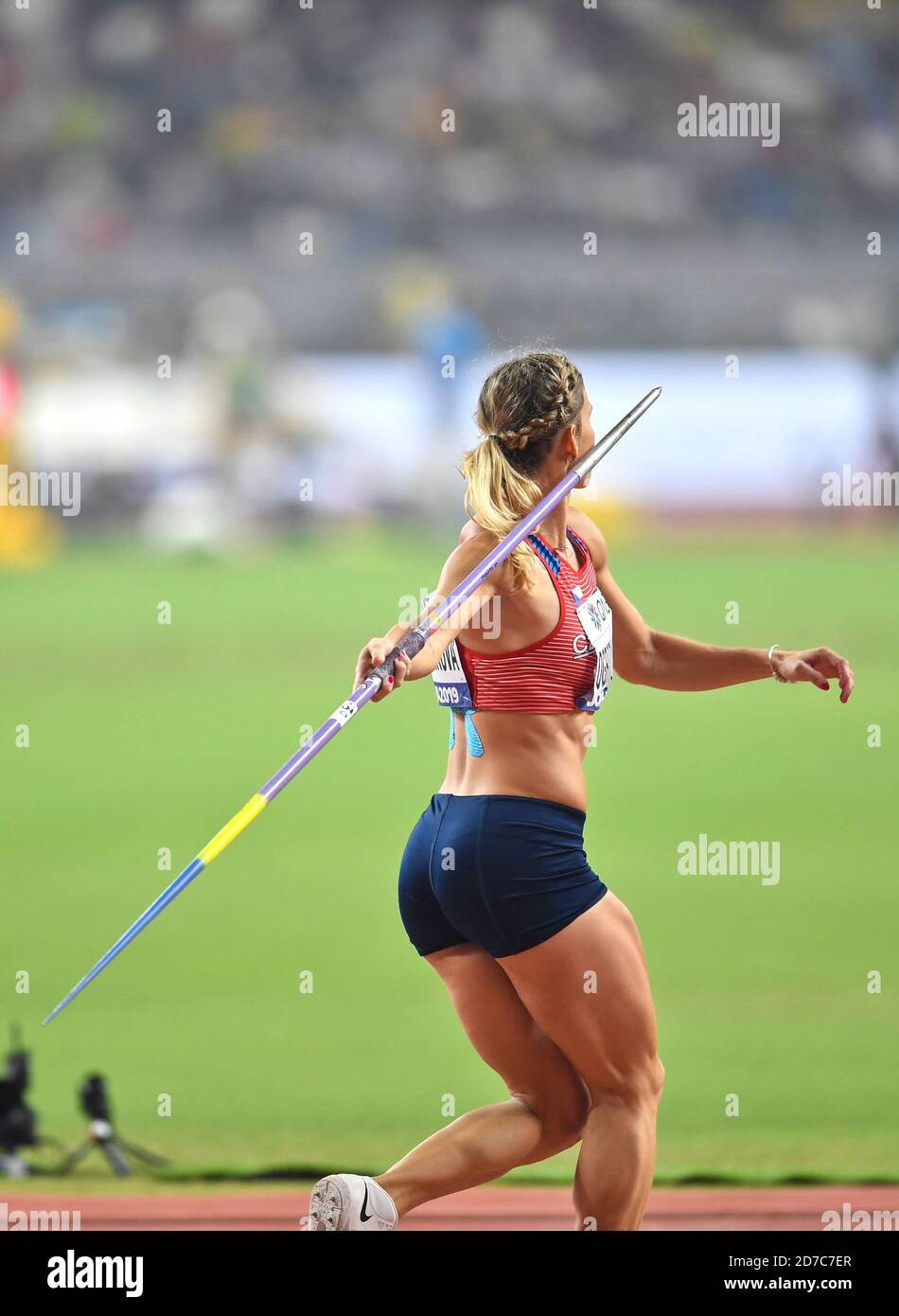 Nikola Ogrodnikova (Czech Republic). Javelin Throw final. IAAF World