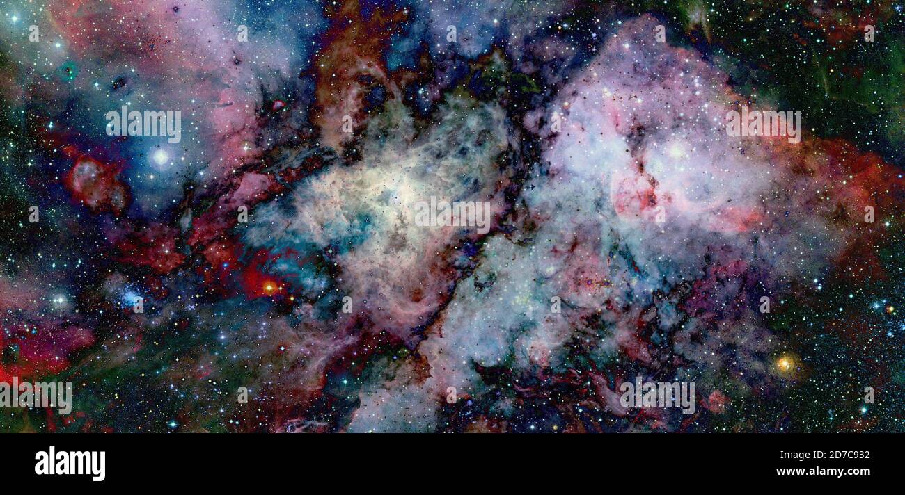 Nebula and stars in cosmos space. Elements of this image furnished by NASA. Stock Photo