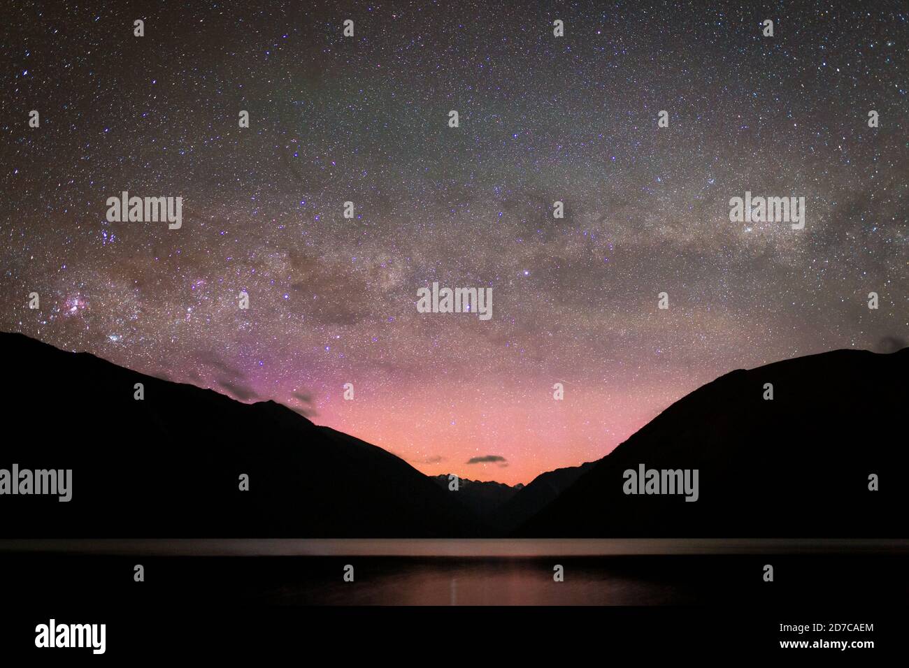 Aurora at lakes in New Zealand Stock Photo Alamy