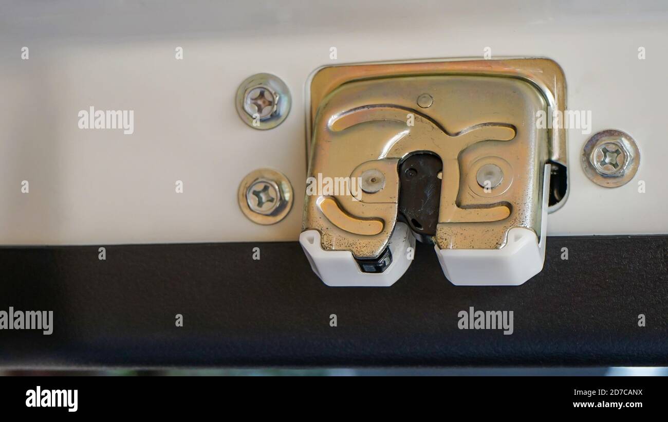 Close up the car trunk door hinges Stock Photo Alamy
