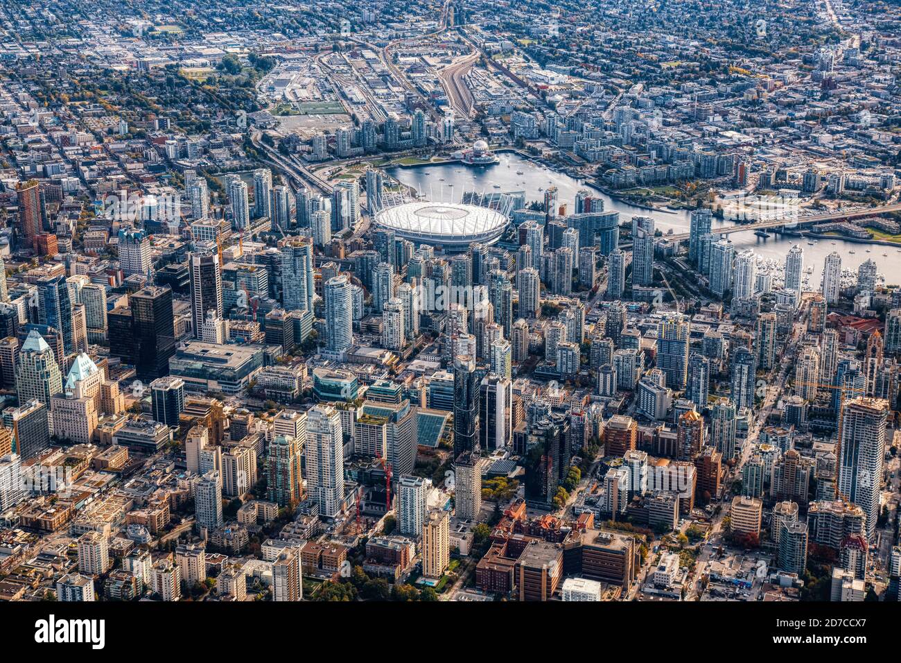 Aerial View of Vancouver City Stock Photo
