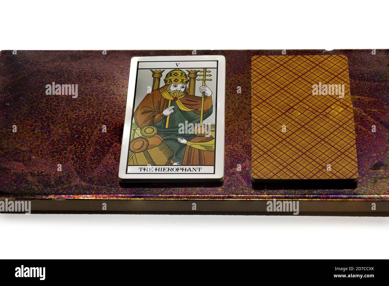 Tarot card - the Hierophant symbolizing education and learning Stock Photo