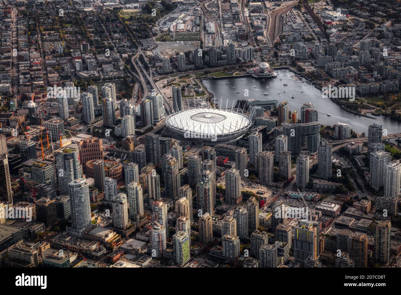 Aerial View of Vancouver City Stock Photo