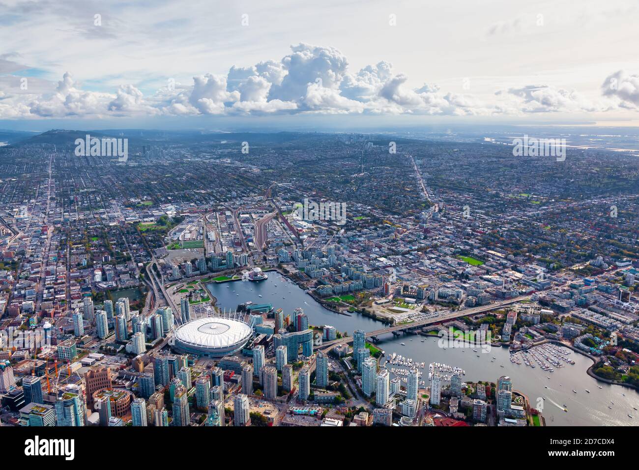 Aerial View of Vancouver City Stock Photo