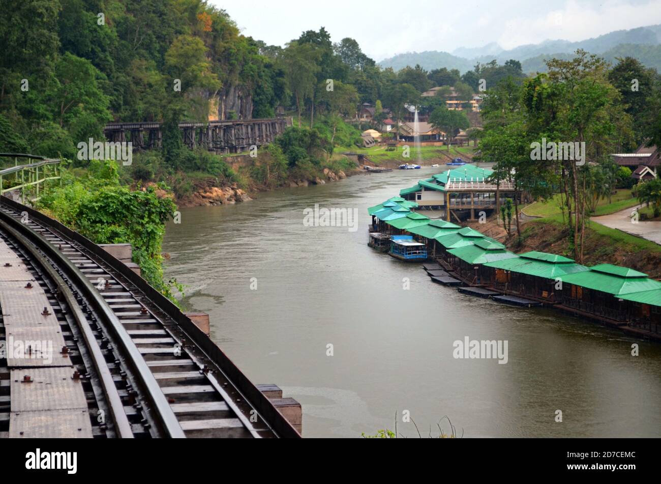 Kanchanaburi, Thailand - Rail Line to Krasae Cave by River Kwai Stock Photo
