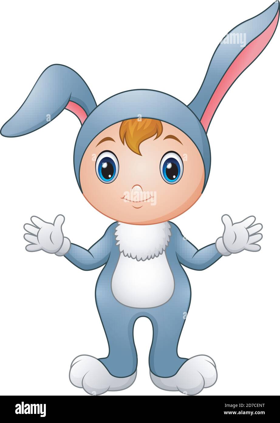 Vector illustration of Cute girl in rabbit costume Stock Vector Image ...