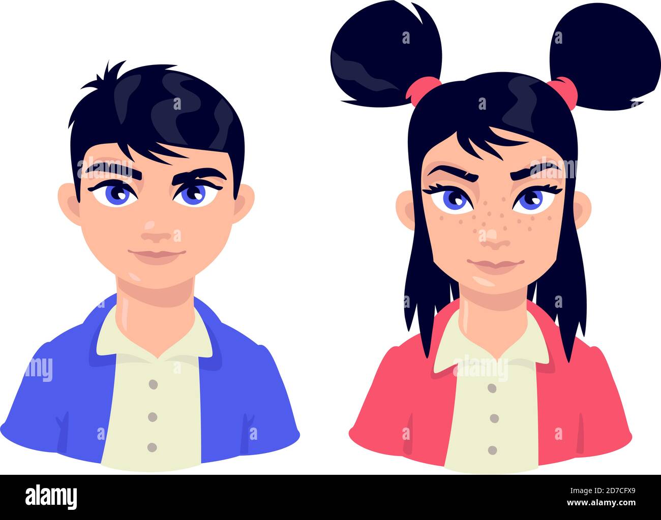 Illustration Of A Girl And A Boy Vector A Couple Of Young Children Two Characters For Advertising And Design Vivid Images With Big Eyes Profile A Stock Vector Image Art Illustration Of A Girl And A Boy Vector A Couple Of Young Children Two Characters For Advertising And Design Vivid Images With Big Eyes Profile A Stock Vector Image Art