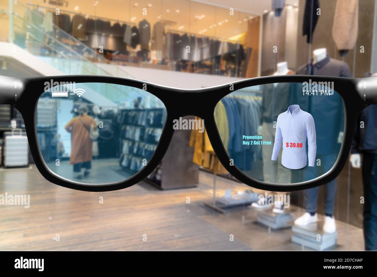 Futuristic technology trend concept in smart glasses.user can use smart  glasses with augmented mixed virtual reality in retail to check compare new  pr Stock Photo - Alamy