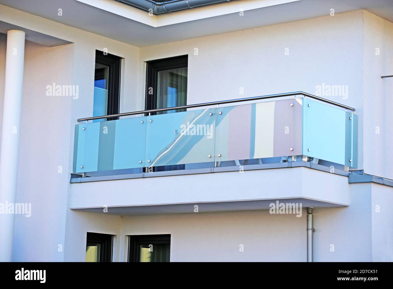 New modern glass balcony railing Stock Photo - Alamy