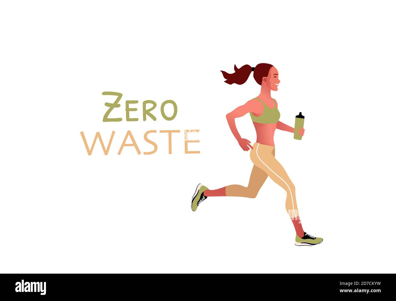 Zero waste or ecology concept with running girl Stock Vector Image