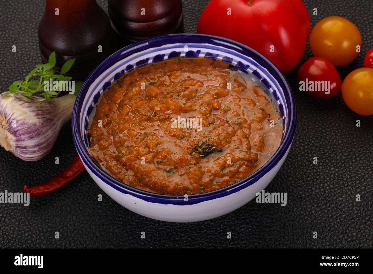 Famous Spanish gazpacho tomato cold soup Stock Photo - Alamy