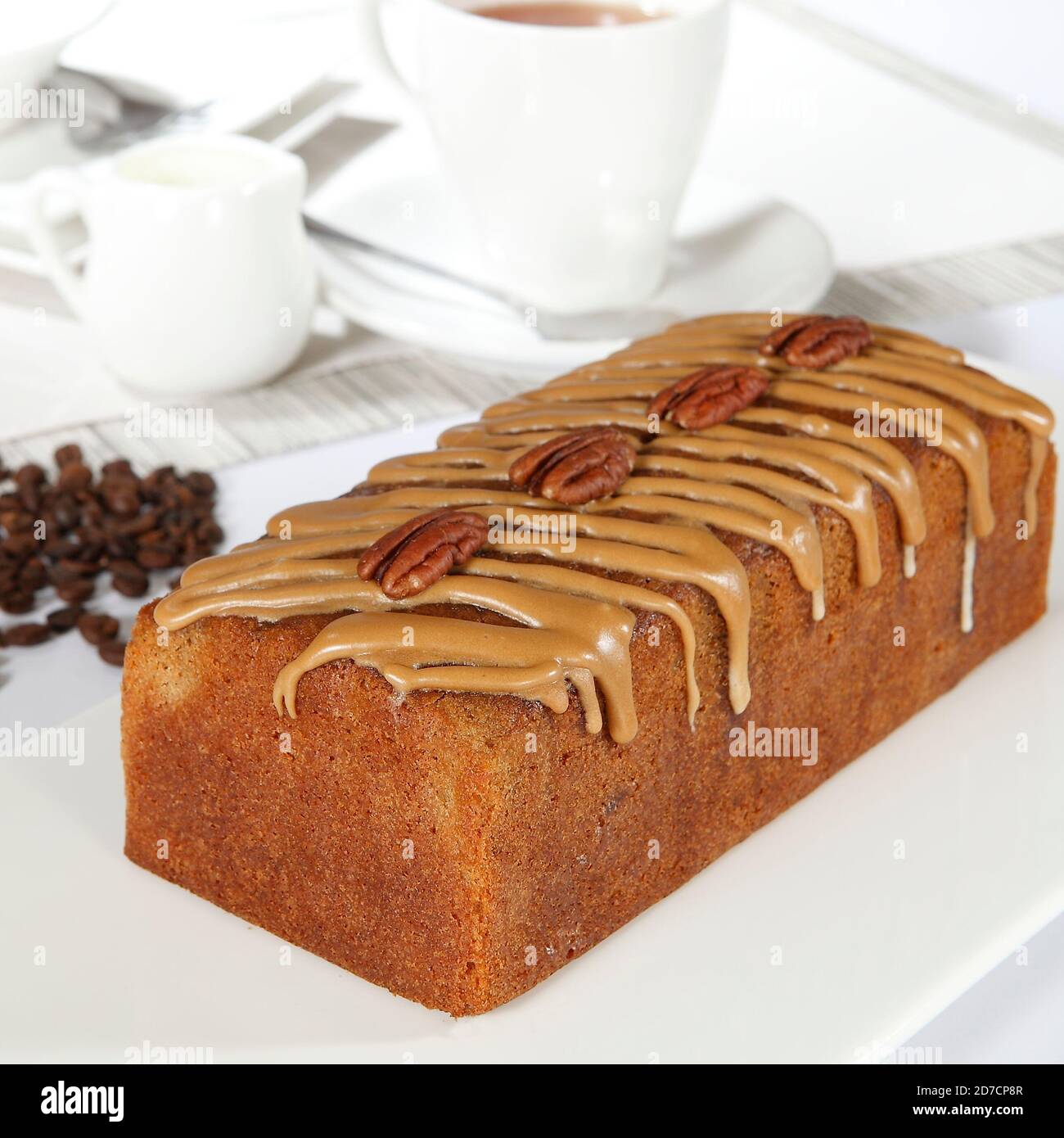 Coffee Pecan Nut Loaf Cake Stock Photo Alamy
