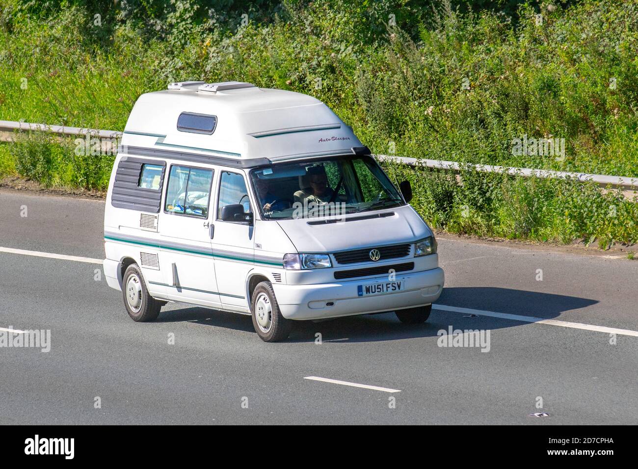 2001 Transporter Sd Lwb VW Volkswagen Caravans and Motorhomes, campervans on Britain's roads, RV leisure vehicle, family holidays, caravanette vacations, Touring caravan holiday, van conversions, Vanagon autohome, life on the road, Stock Photo