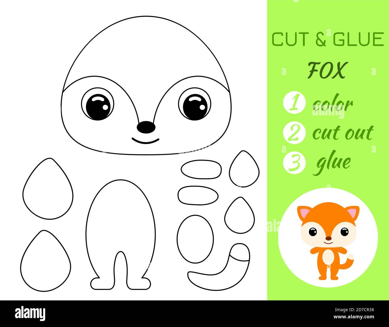 Color, Cut and Paste Activity Worksheet for Kids