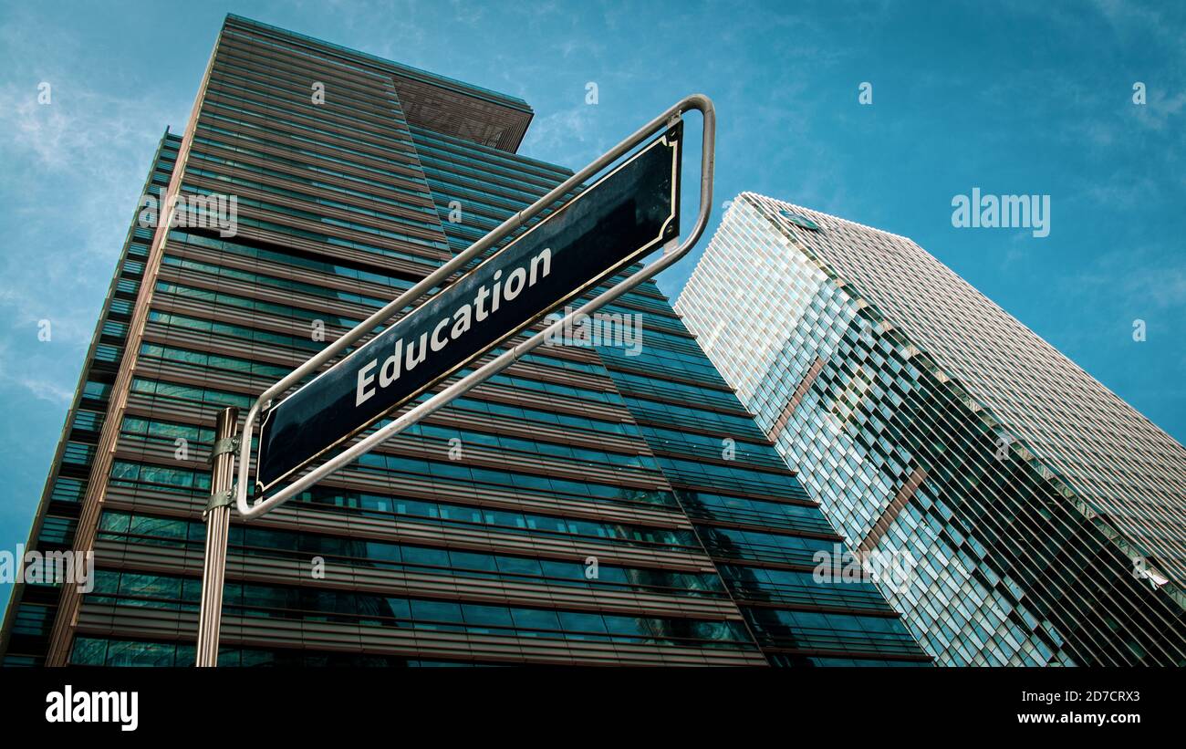 Street Sign the Direction Way to Education Stock Photo - Alamy