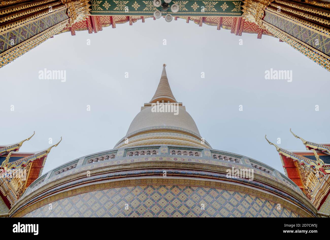 The old temple in Bangkok, Thailand. One of the temple fro travel in Bangkok, Famous place in Bangkok. Post-covid19 for travel bubble, no traveler com Stock Photo
