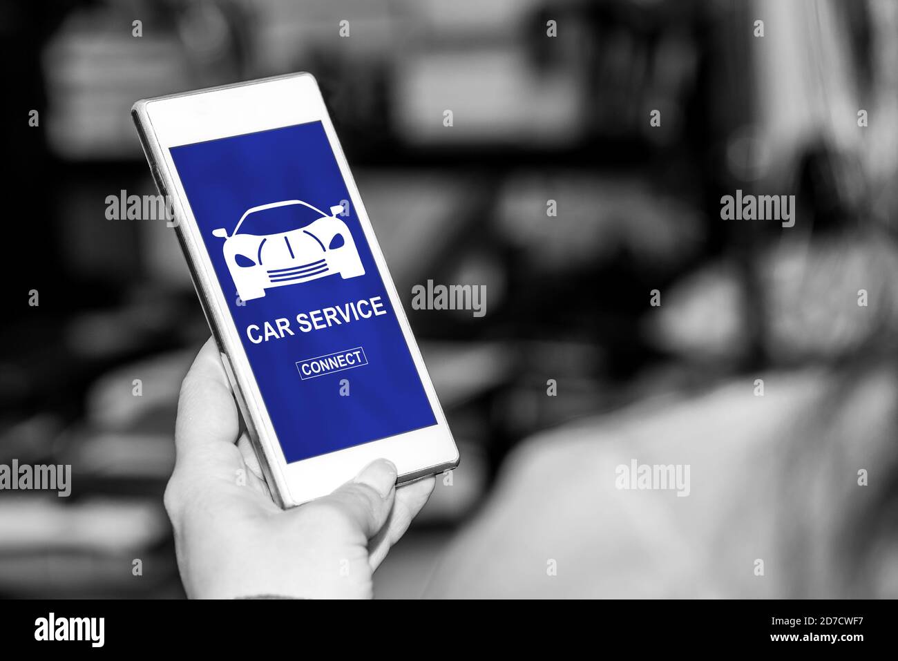 Smartphone screen displaying a car service concept Stock Photo Alamy