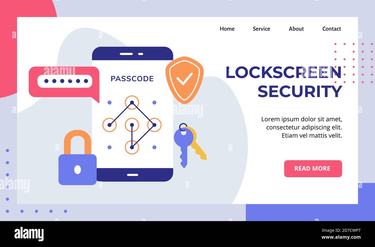 Lock screen security password passcode padlock key on smartphone screen