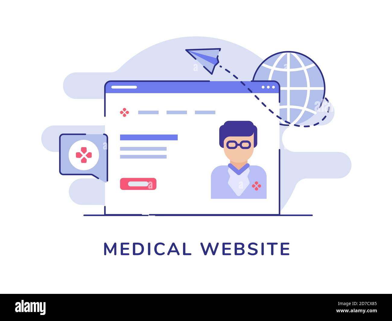 Medical website concept doctor character on display computer screen white  isolated background with flat style Stock Vector Image & Art - Alamy